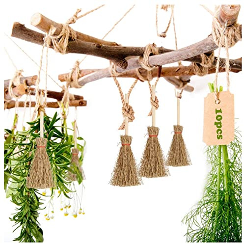 Mini Escoba de Bruja, 10 Piezas, Adorno de Escoba de Bruja, Mini Escoba, artesanía, Mini Palo de Escoba mágica, Mini Escoba de Brujas para Halloween, casa de muñecas
