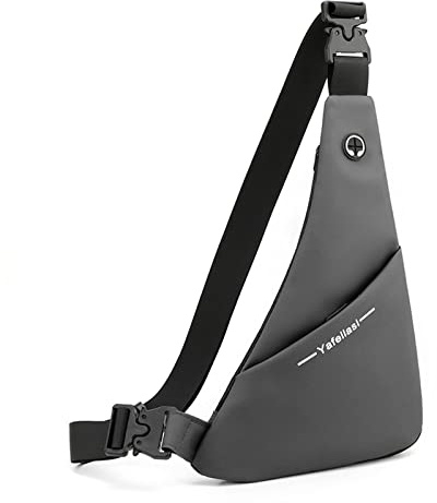 FANDARE Ultraleicht Brusttasche Schultertasche Herren Sling Chest Bag Wasserdicht Beidseitig Umhängetasche mit Kopfhörerloch für Outdoor Sport Wandern Radfahren Reisen Schultertasche Grau