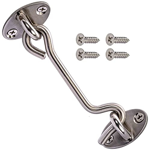Türhaken Fensterhaken Sturmhaken 17cm Edelstahl Torhaken mit Ösen für Schiebetür Gartentor Türstopper Gartentür Garagentor Tor Riegelschloss Befestigungshaken Scheunentor Kabinenhaken Beschlag