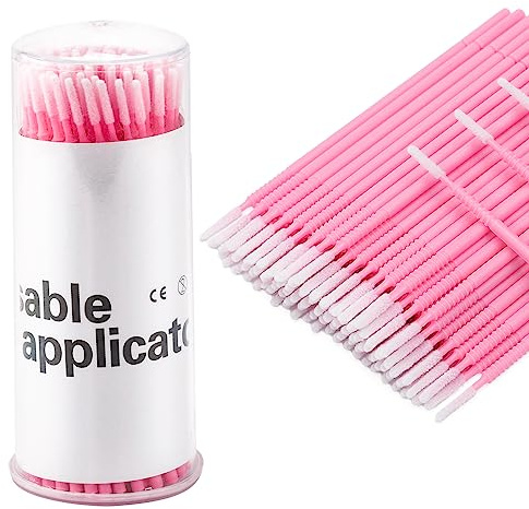 G2PLUS 200PCS Micro Applicators, Pink Eyelash Extension Applicators with Longer Tips