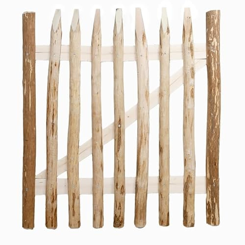 VOSS.garden Gartentor für Staketenzaun, Holztür aus Haselnuss 100x100cm, Abstand 7-9cm, Gartenpforte, Gartentür
