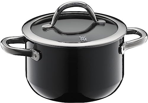 WMF Fusiontec Inspire Kochtopf klein 16 cm Glasdeckel, Fleischtopf Induktion, 1,3l, kleiner Topf Kochtopf klein, High-Tech Keramik, kratzfest, unbeschichtet, schwarz, Made in Germany