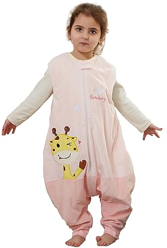 XQ&XG Baby Schlafsack mit Füßen 1.5 Tog,Babyschlafsack Kinder mit Beinen,Kinderschlafsack für mädchen und Junge,Rosa,3-5 Jahre
