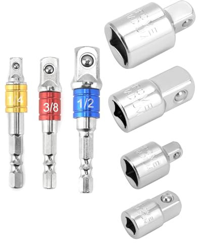 QWORK® 7tlg Stecknussadapter Set, 1/4, 1/2, 3/8 Steckschlüsselmutter, Steckschlüsseladapter