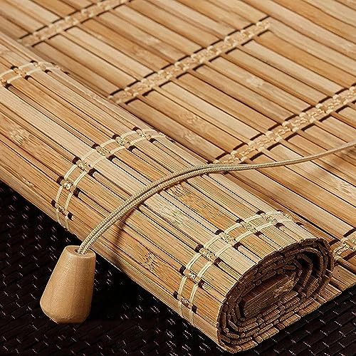 DUYULIANG Bambus Rollo Ohne Bohren Anpassbar, Bambusrollo Outdoor, Lichtfilterung/Wasserdicht/Anti-UV, 50-115cm Breit Sichtschutz Sonnenschutz Jalousie Tür, Für Terrasse/Garten/Fenster/Tür/Küche