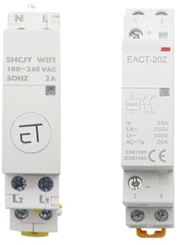 MEFOAR 1PCS WiFi smart hilfs schütz Timer AC 220V DC24V schiene Haushalt modulare schütz Schalter 16A 20A 25A 40A 63A (Color : 2P DC 12V, Size : 20A_1NO1NC)
