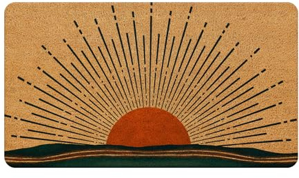 Nogrit Boho Coir Doormat for Entrance, Front Door Mats, Welcome Mat, Indoor/Outdoor, 17x30 (Sun and Ocean)