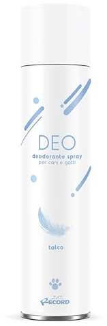 Record - Deodorante spray per Cani e Gatti con profumazione al talco. Elimina gli odori sgradevoli e insidiosi. Facile da usare per mantenere il tuo animale fresco e profumato | 600 ml