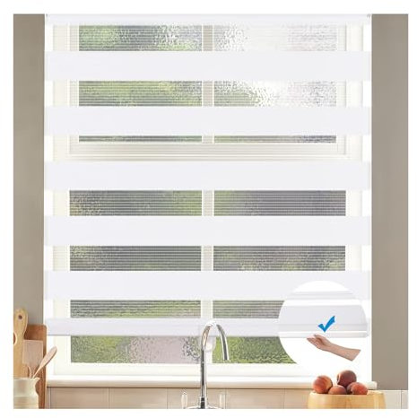 Doppelrollo schnurlos,Zebra-Jalousien aus Stoff,Rollos für Fenster Drücken Und Ziehen Springrollos, Lichtdurchlässig Aber Blickdicht,ohne Bohren & zum Bohren (Size : W145xH280cm/W57.08xH110.23in)