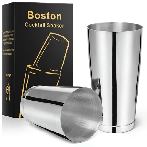 Stainless Steel Boston Shaker - 2-Piece 18oz & 28oz Shaker Tins, Professional Bar Tools for Bartender, Metal Mixer for Martini & Cocktails