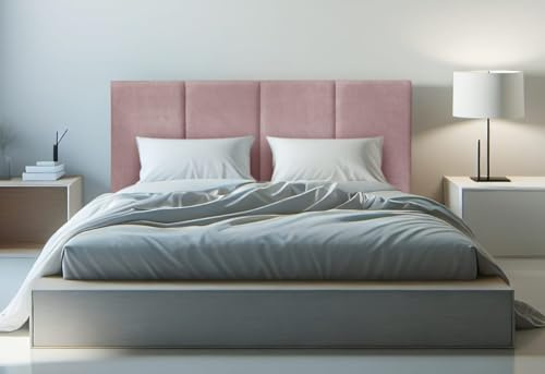 DecorQUALITY cabeceros Cama 135 Granada - Cabezal Tapizado Acolchado de Tela Antimanchas - Cabecero Premium Dormitorio (Rosa 135x70 cm)