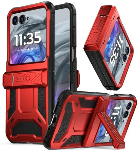 Poetic Spartan for Motorola Moto Razr 2024 Case, [Kickstand Feature] [Hinge Protection] [20ft Military Grade Drop Tested] Heavy Duty Shockproof Protective Cover with Kickstand,