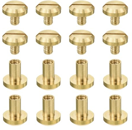 QUARKZMAN 8Pcs Rivet à Visser Vis en Laiton Chicago, 8mm Rivets en Cuir Concaves Vis de Ceinture Rivets de Fixation Clous pour la Maroquinerie Ceinture Jean DIY