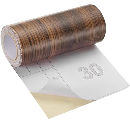 sourcing map Wood Grain Tape, 5.9 x33 Ft Self Adhesive Wood Grain Repair Patch for Baseboards, Doors, Floor Repair, Furniture Home Decor Walnut