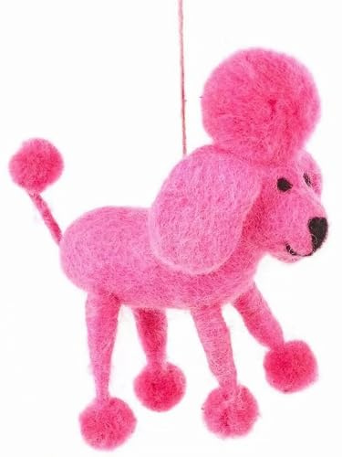 POMMERNTRAUM ® | Filzfigur Dekofigur Baumhänger Christbaumhänger Weihnachtsbaumschmuck Hund (Pinker Pudel)