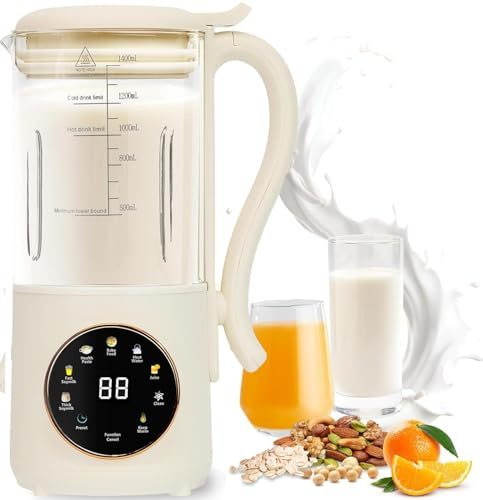 Nut Milk Machine, 1400 ml Juicer Soy Milk Machine with 12 Blades, Oat Milk Machine for Homemade Plant Milk, Oats, Almond Milk, Soy, Cereal Drinks