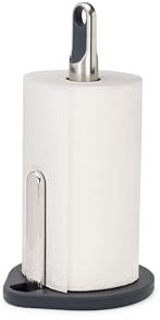 Joseph Joseph Hold Kitchen Roll Holder, Spring Tension Arm, One-Handed Tearing, Weighted Base, Non-Slip, Fits 140mm Rolls, Graphite