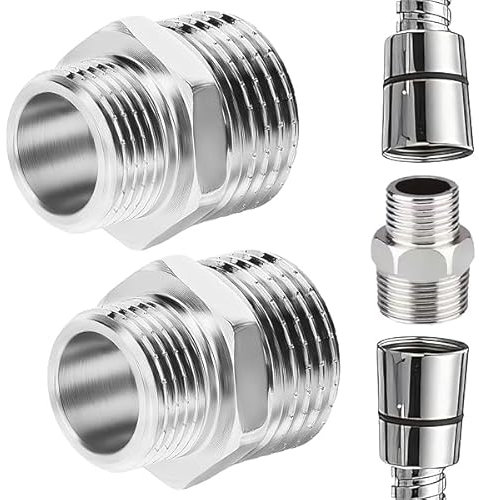 Times Mark 4 connettori per tubo doccia in acciaio inox, adattatori filettati da maschio a femmina, universali da 20 mm x 16 mm, per doccia, bidet, lavandino e tubo da giardino, accessori idraulici