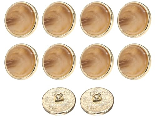 QUARKZMAN 10 Stück Knöpfe 15mm Buttons zum Annähen Marmormuster Runde Bastelknöpfe Ösenknöpfe für Bekleidung Hosen Mantel Jacken Dekorieren Handwerk Selber Machen, Hellbraun