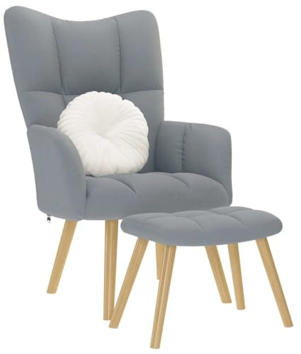 Gecheer Relax fåtölj med fotstöd ljusgrå i tyg, fåtölj, relaxfåtölj, bärbar, TV, lässtol, TV-fåtölj, relaxstol, bekväm, vilstol, P4016778
