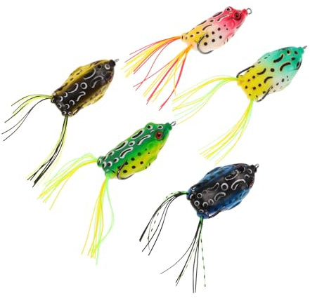 TOBBOMEY 5stücke Simulierte Froschköder Oberflächenangelköder Zum Barschangeln Weiche Fischköder Für Süßwasser Und