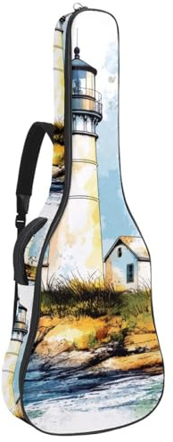 Gitarrentasche, 101,6 cm, 104,7 cm, 1 cm dick, Schaumstoff, weich gepolstert, für Akustik-, E-Bass, klassische Gitarre, Aquarell, grüner Kaktus in der Wüste, Mehrfarbig 04, 42.9x16.9x4.7 in, Lässiger