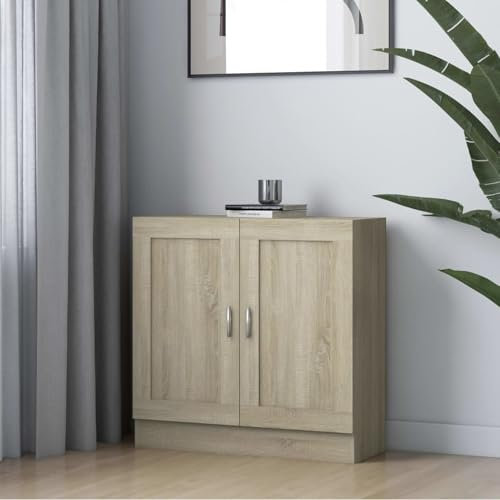 Snsowed Bücherschrank, Standregal, Bücherregal, Aktenregal, Ordnerregal, Büroregal, Regal Für Ordner, Bookshelf, Sonoma-Eiche 82,5x30,5x80 cm Spanplatte