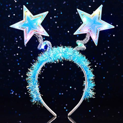 Evlry Leuchtendes Stern Stirnband Festival LED Krone Haarband Leuchtende Kostüm Haarreif Party Rave Haarschmuck für Frauen