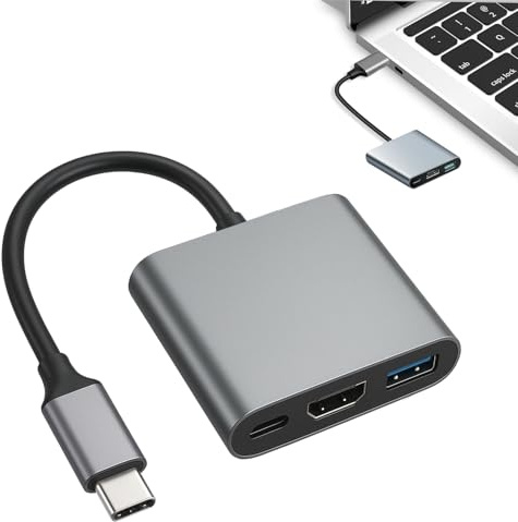 Adaptateur HD1 USB C,3-in-1 USB C HD1 Adapter avec Sortie 4K,pour MacBook Pro/Air,i Pad Pro,Plug and Play