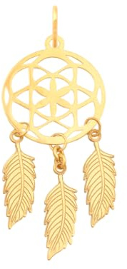 RODIUM – 14-karätiger (585) Goldanhänger und Ohrringe, Gelbgold, ideal für Armbänder und Halsketten, Goldschmuck für Frauen und Männer, Schmuckset – Traumfänger