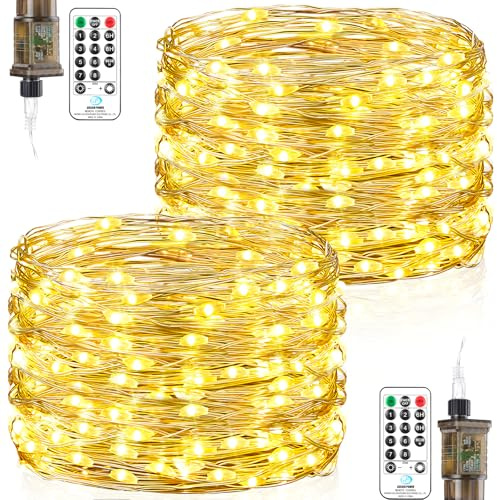 Forepin Guirlande Lumineuse, 2 Pièces 18M 150LED Guirlande Lumineuse Intérieur Prise 8 Modes Étanche avec Minuterie Lumières de Noël pour Décoration Intérieure Extérieure, Sapin Fête Maison Soirée