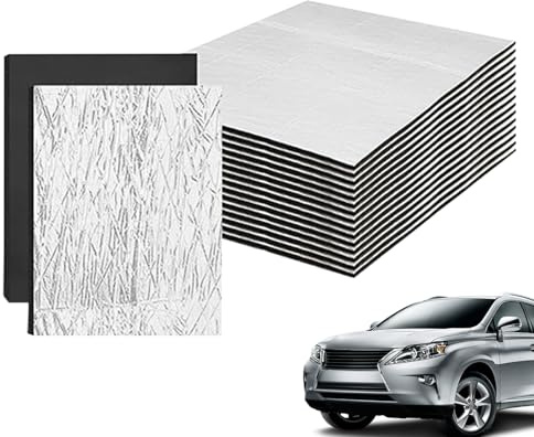 Qiwieod Tappeto Antirumore Per Auto | 10 Pezzi Tappeto Isolante Termico Per Auto | Silenziatore Adesivo Per Di Scarico Motore | Per Veicoli SUV Berline Porta Pavimento Bagagliaio Parete Parafiamma