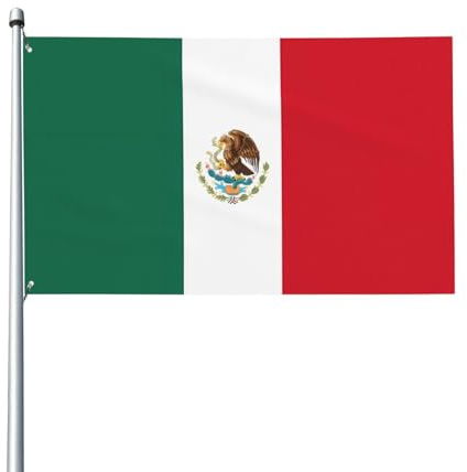 Drapeau du Mexique. Drapeau de jardin extérieur 0,9 x 1,5 m, bannière en polyester imprimé vif, facile à accrocher pour terrasse, fête, camping