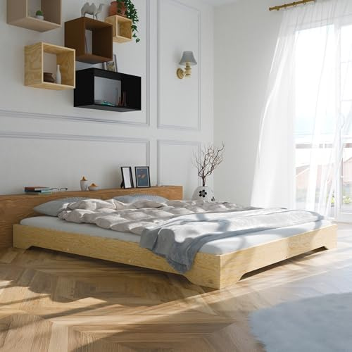 smartwood Struttura Letto Matrimoniale 160x190 cm con Rete - Letto in legno di pino FSC portata fino a 300 kg - Giroletto - Letto Matrimoniale durevole per adulti - TILA 7