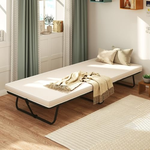 GIANTEX Klappbett 80 x 190 cm Erwachsene, Gästebett Klappbar, Reisebett mit Matratze, klappbares Bett Einzelbett, Faltbett Metallbett Metallrahmen bis 170 kg belastbar, Klappbett mit Memory-Schaum