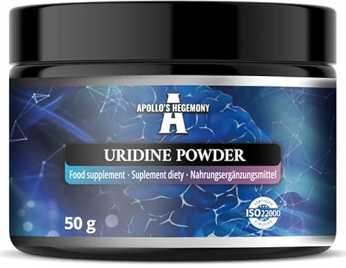 Uridin 50 g pulver – 250 mg uridinmonofosfat – 200 portioner per förpackning – veganskt och utan tillsatser – dinatriumsalt för stöd till nervsystemet – från Apollo’s Hegemony