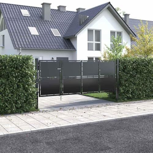Stabmattenzaun Eingangstor Gartentor,Gartentor Stahl 350 x 125 cm Anthrazit für Garten Terrasse