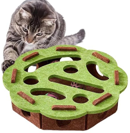 Generico Giochi Rompicapo Gatti - Interattivi Scatola Rompicapo Labirinto Feltro, Campanella Giocattoli per Gattini, Stimolazione Cognitiva Gioco | Giocattoli per Noia Graffio Esercizio Gatto