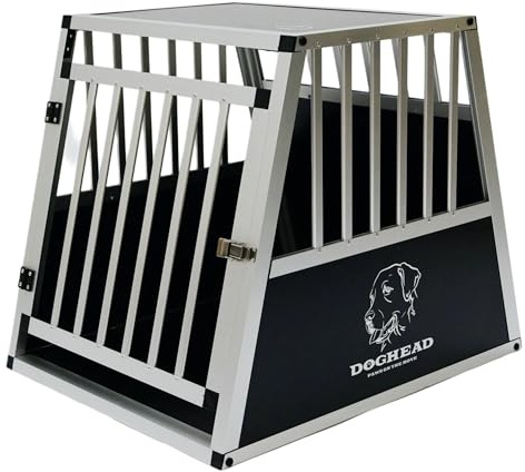 DOGHEAD Hundetransportbox Ecoline, Single 60x75x63 cm, Schwarz, Aluminium, Beidseitig Abgeschrägt 75°