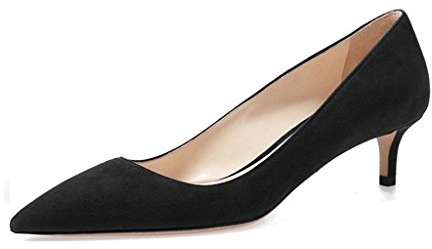 elashe - Pumps dam - 6,5 cm Kitten-Heel skor - sluten spetsig tå - klassisk kontorsfest skor, svart, 39 EU