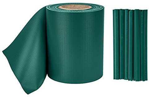 PVC Zaunschutzfolie 19cm x 35m Zaun Sichtschutz Sichtschutzfolie Sichtschutzstreifen 20 Clips 0,59?/m grün