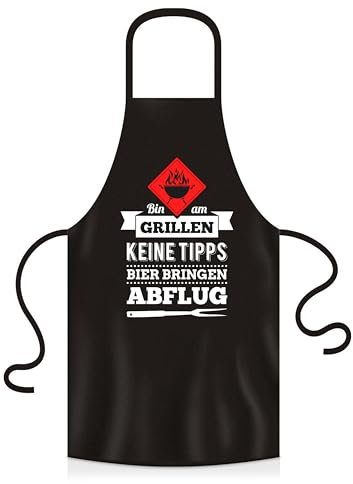 YORA Grillschürze für Männer lustig - Vatertagsgeschenk - Bin am Grillen - Kochschürze Inkl. personalisierbarer Urkunde - lustige Geschenke zum Vatertag (Bin am Grillen) (Classic)