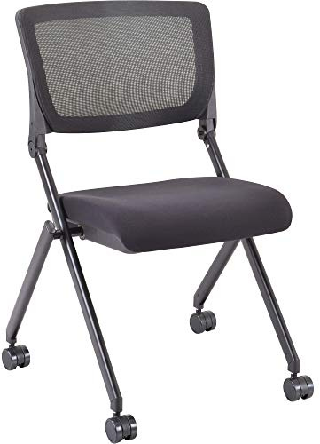 Lorell Mesh Back Black Nesting Chair (Pack of 2)