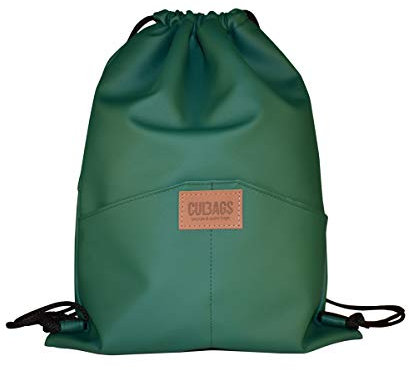 C-BAGS SACCO ÖKO-Leder Beutel Sportbeutel Turnbeutel Beuteltasche Rucksack (3.11 flaschengrün)