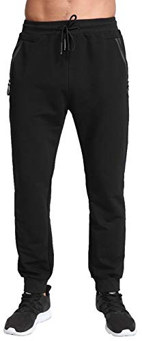Tansozer Mens Joggers Slim Fit Tracksuit Bottoms Zip Pockets