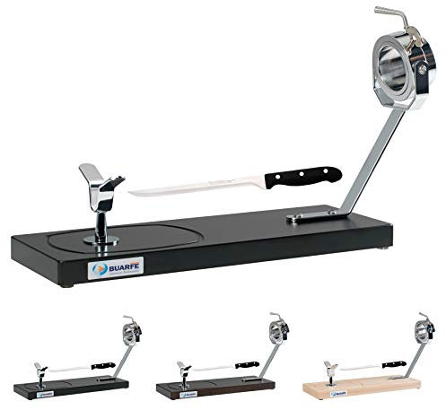 Buarfe Jamonero Jabugo Madera de Haya 53cm Cabezal Giratorio con Cuchillo Jamonero (Wengué)