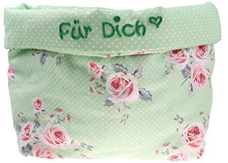 Aufbewahrungskörbchen Utensilo Rosen mit Namen Stoffkörbchen für Nähsachen o. Badezimmer Personalisiert