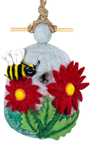 Global Crafts Wild Woolies Handgefertigtes Vogelhaus aus Filz, Hummel (DZI484084000)