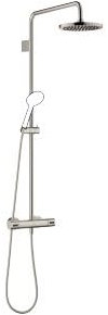 Dornbracht Showerpipe mit Brause-Thermostat, ohne Handbrause, Ausladung Standbrause 450 mm, Kopfbrause 220 mm, 34459979-06, Farbe: Platin gebürstet