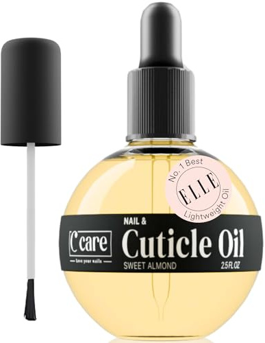 C CARE Sweet Almond Cuticle Oil For Nails - Repairs Cuticles Overnight - Moisturizes and Strengthens Nails and Cuticles - Dropper & Brush included - 2.5oz